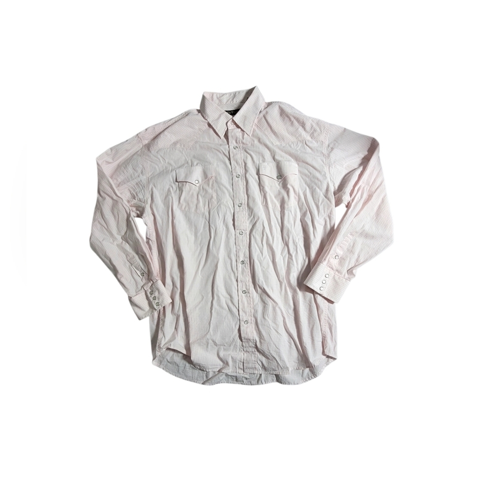 Stetson Pearl Snap Shirt 2XL Pink Checkered Long Sleeve Cowboy Western Dutton